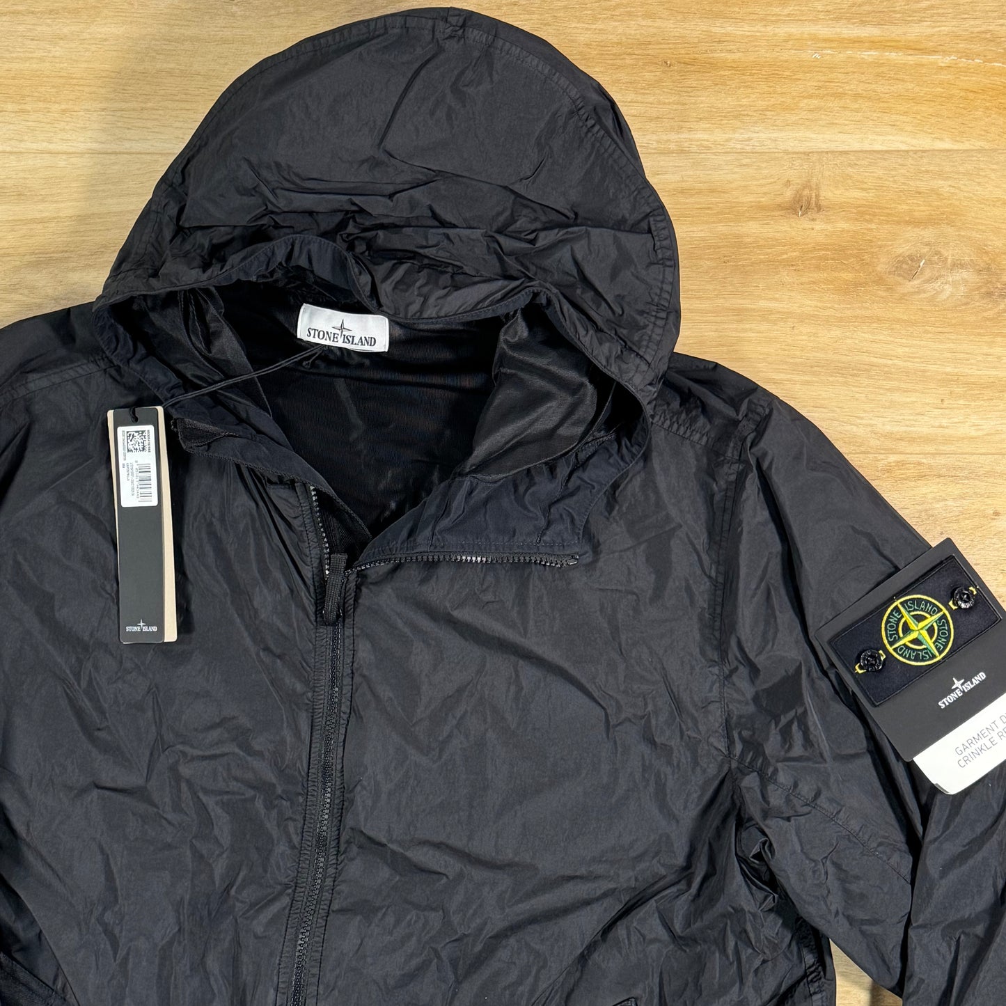 Stone Island Crinkle Reps NY Hooded Jacket in Black