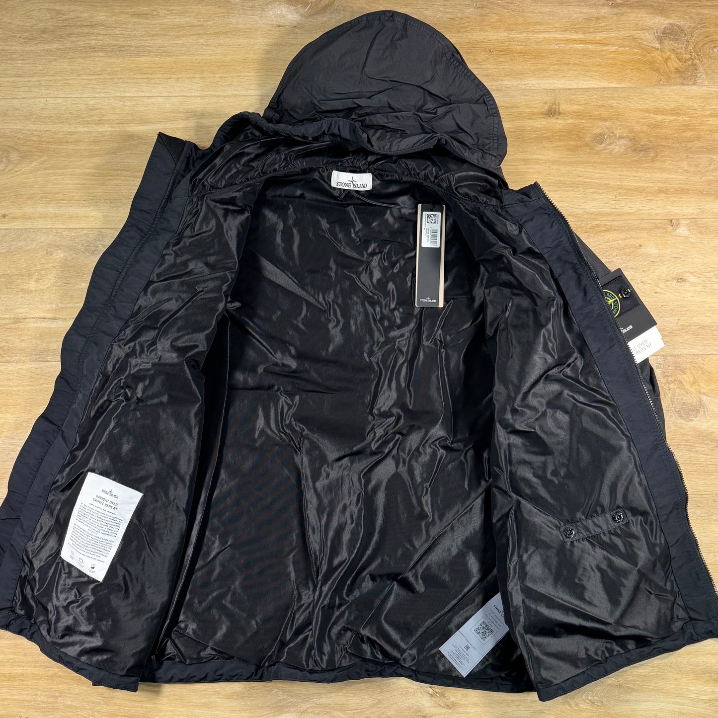 Stone Island Crinkle Reps NY Hooded Jacket in Black
