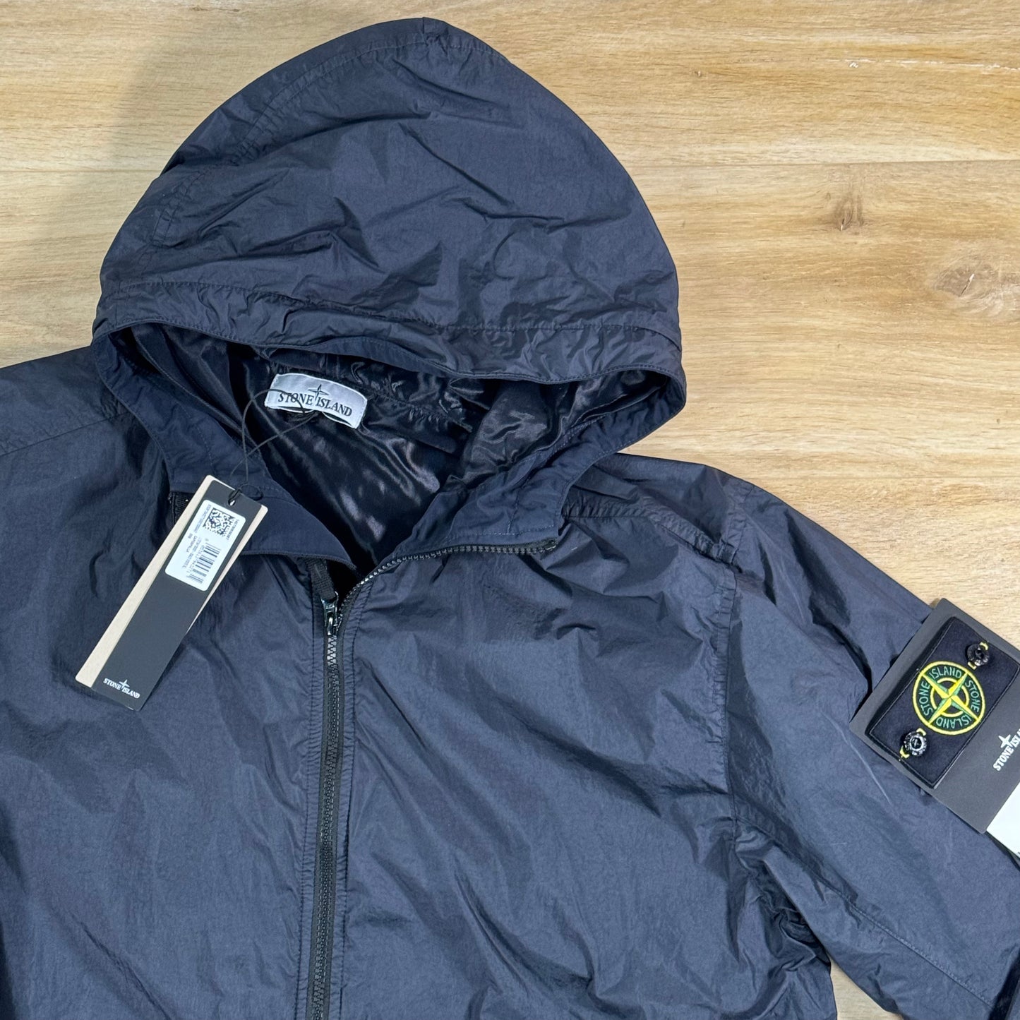 Stone Island Crinkle Reps NY Hooded Jacket in Navy