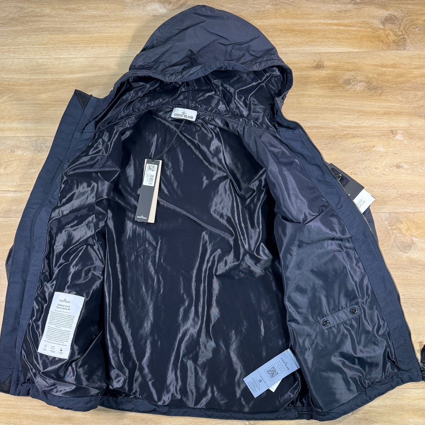 Stone Island Crinkle Reps NY Hooded Jacket in Navy