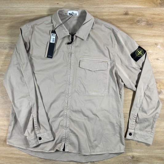 Stone Island Stretch Satin Overshirt in Desert