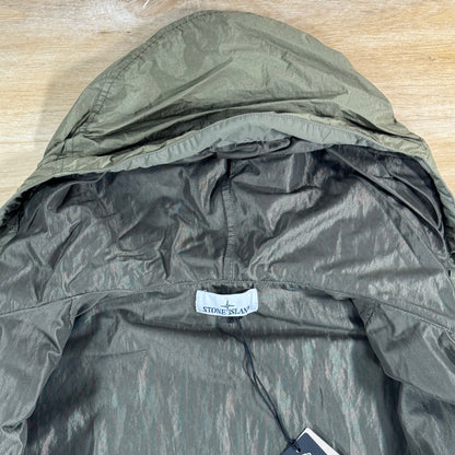 Stone Island Crinkle Reps NY Hooded Jacket in Military Green