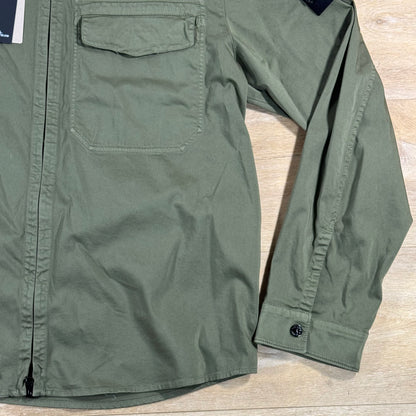 Stone Island Stretch Satin Overshirt in Military Green