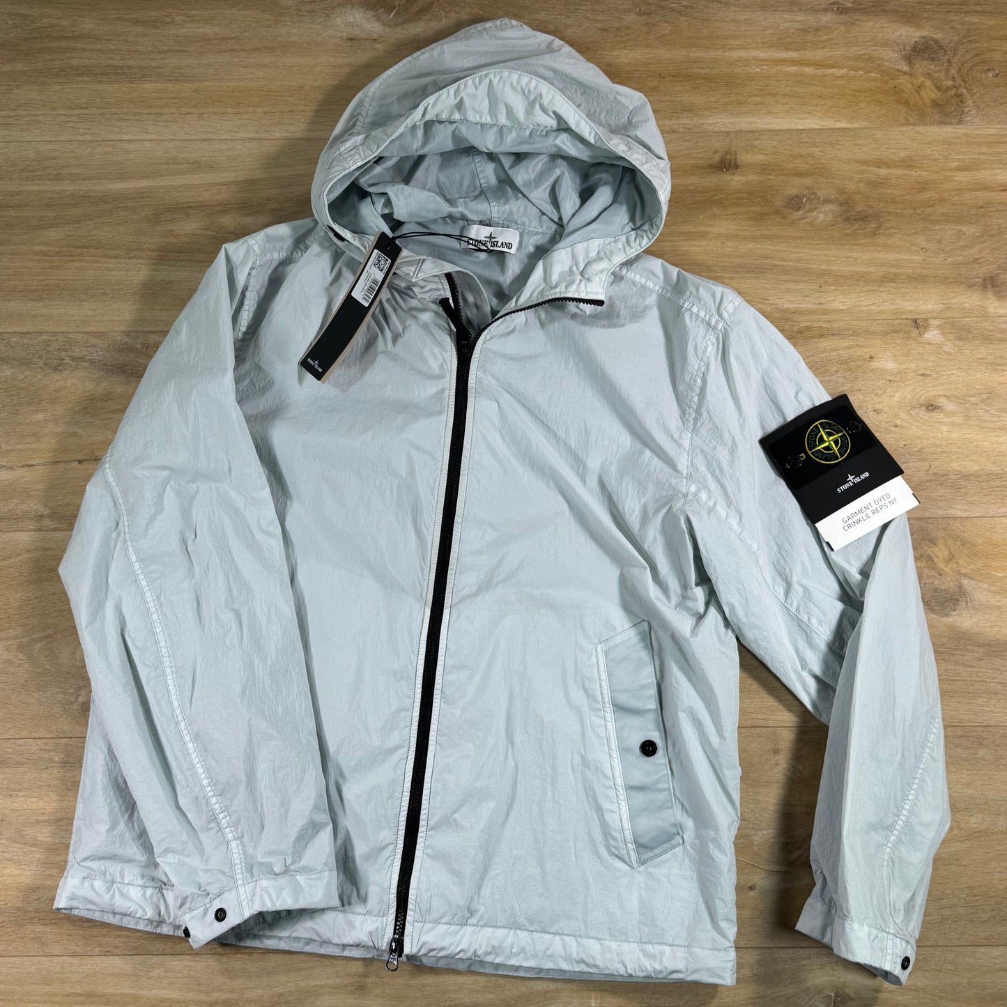 Stone Island Crinkle Reps NY Hooded Jacket in Sky Blue