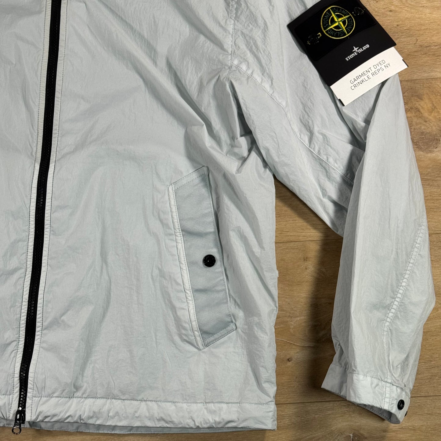 Stone Island Crinkle Reps NY Hooded Jacket in Sky Blue
