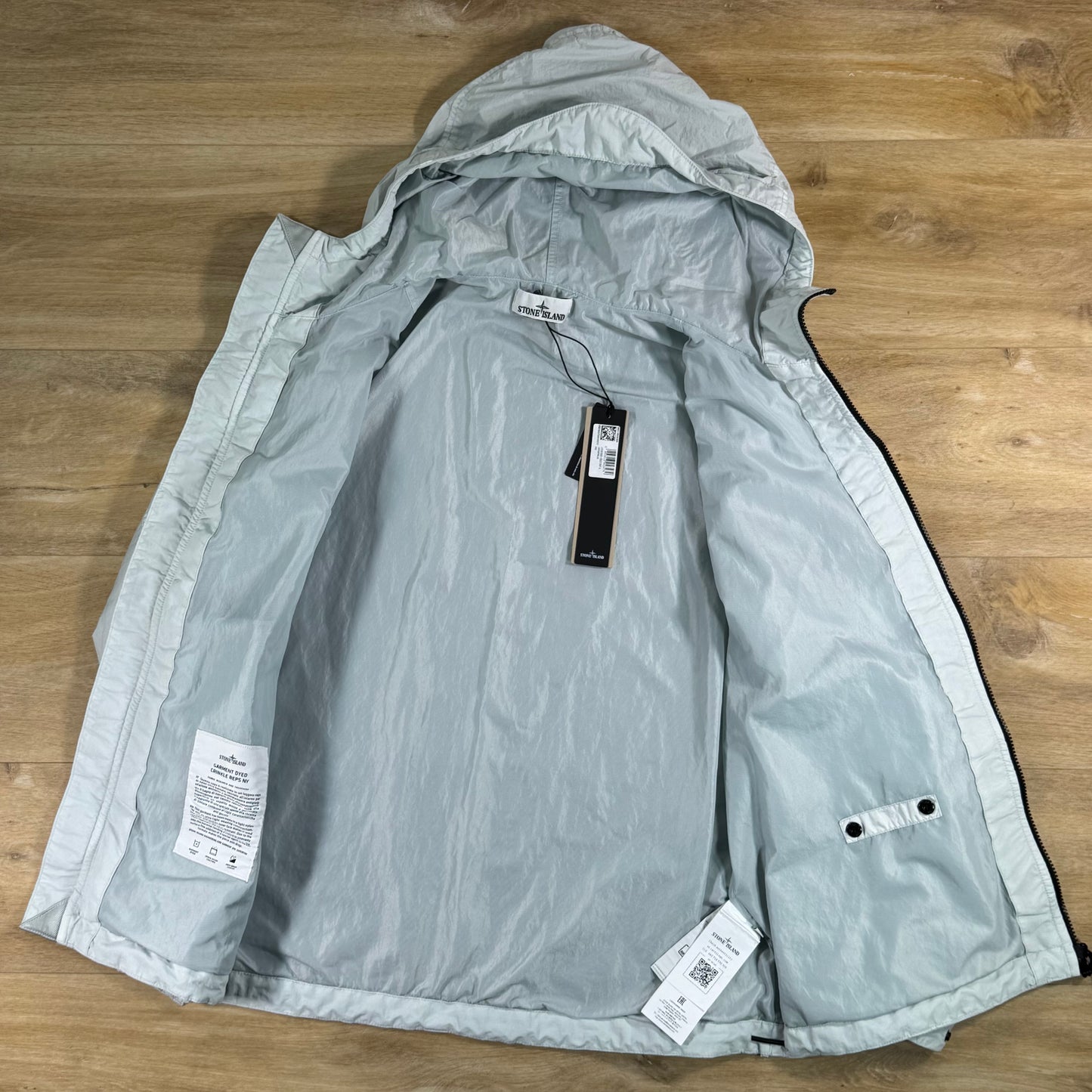 Stone Island Crinkle Reps NY Hooded Jacket in Sky Blue