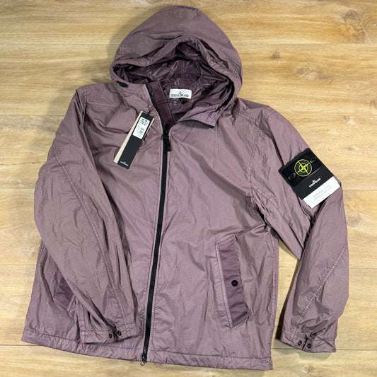 Stone Island Crinkle Reps NY Hooded Jacket in Purple Grey
