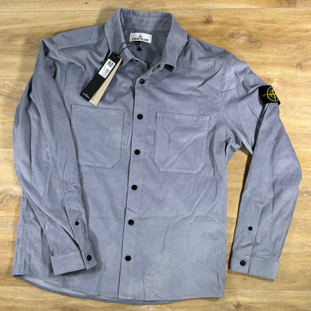 Stone Island Micro-Corduroy Overshirt in Avio Blue