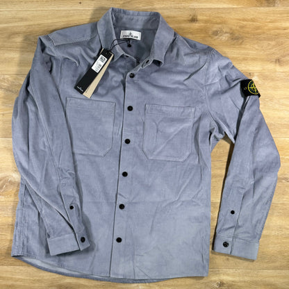 Stone Island Micro-Corduroy Overshirt in Avio Blue