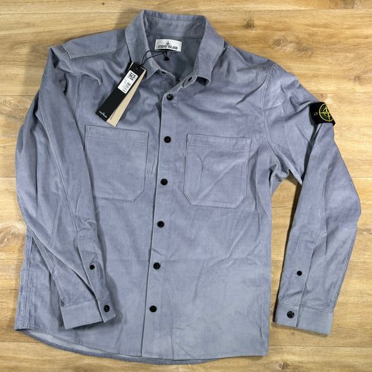Stone Island Micro-Corduroy Overshirt in Avio Blue
