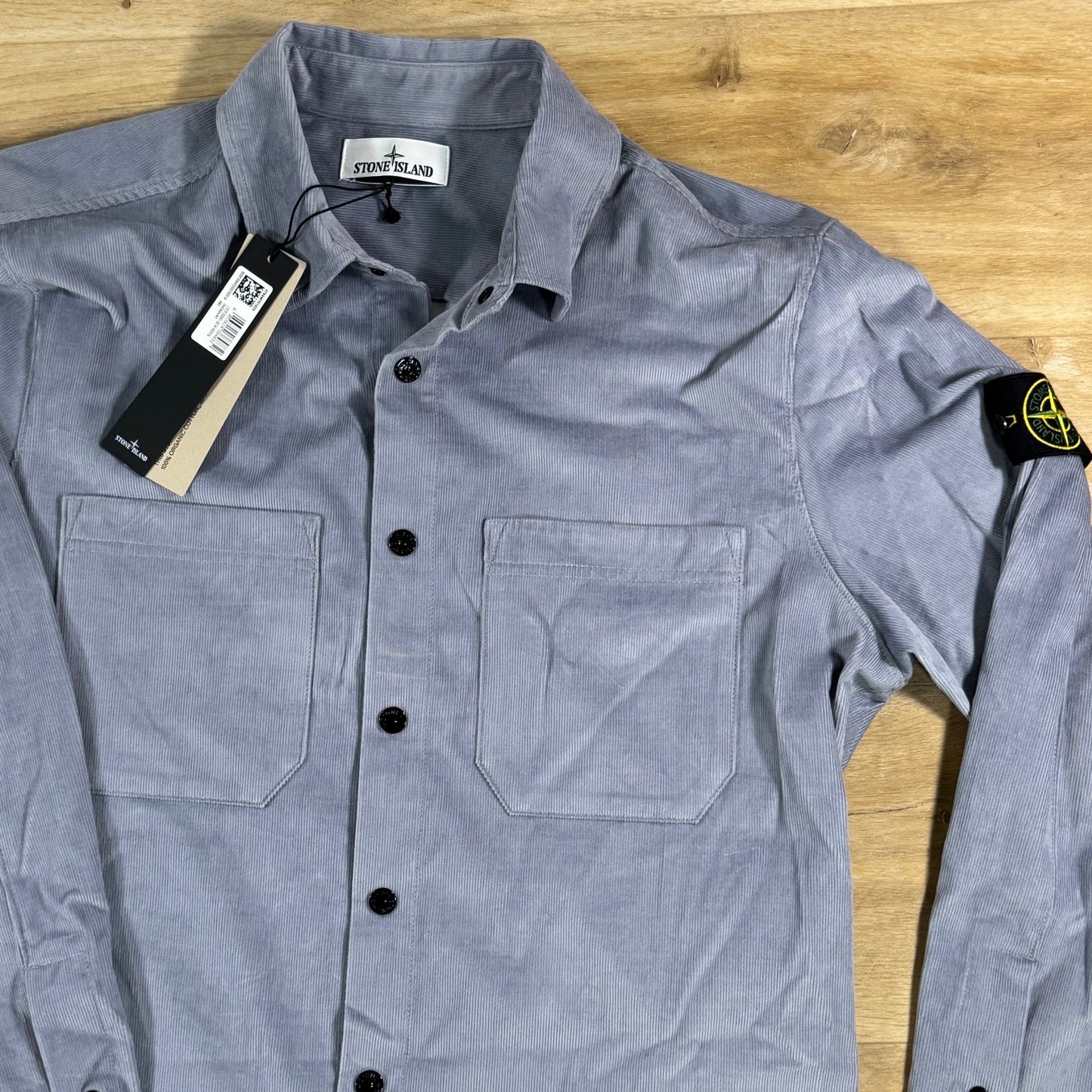 Stone Island Micro-Corduroy Overshirt in Avio Blue