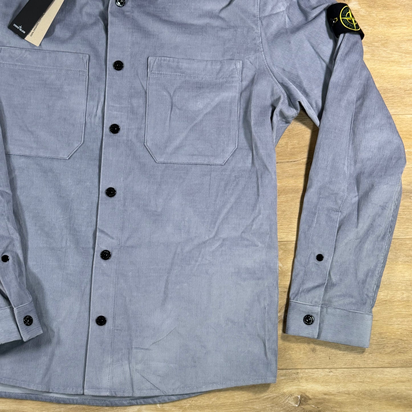 Stone Island Micro-Corduroy Overshirt in Avio Blue