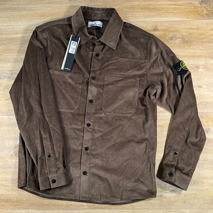Stone Island Micro-Corduroy Overshirt in Umber - Brown