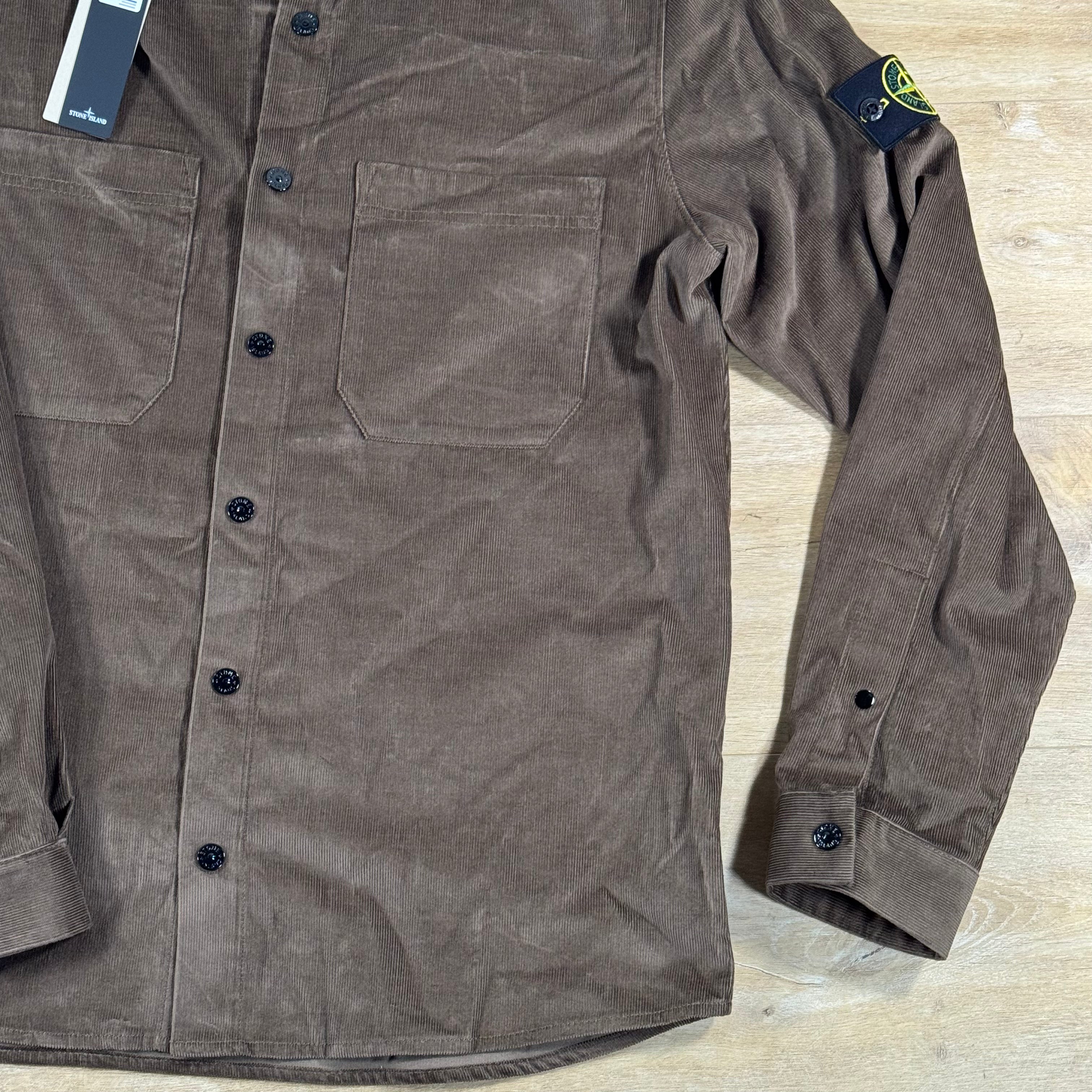 Stone Island Micro-Corduroy Overshirt in Umber - Brown