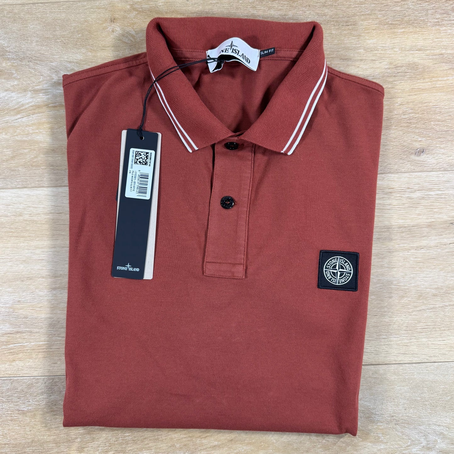 Stone Island Patch Logo Polo Shirt in Brick Red