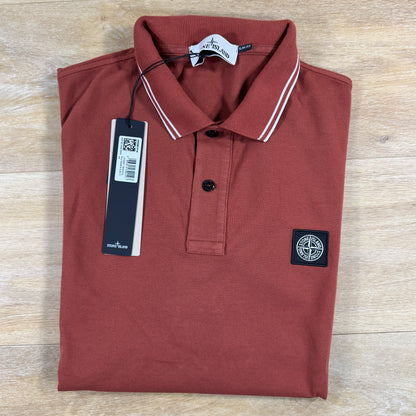 Stone Island Patch Logo Polo Shirt in Brick Red