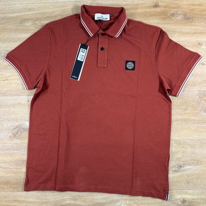 Stone Island Patch Logo Polo Shirt in Brick Red