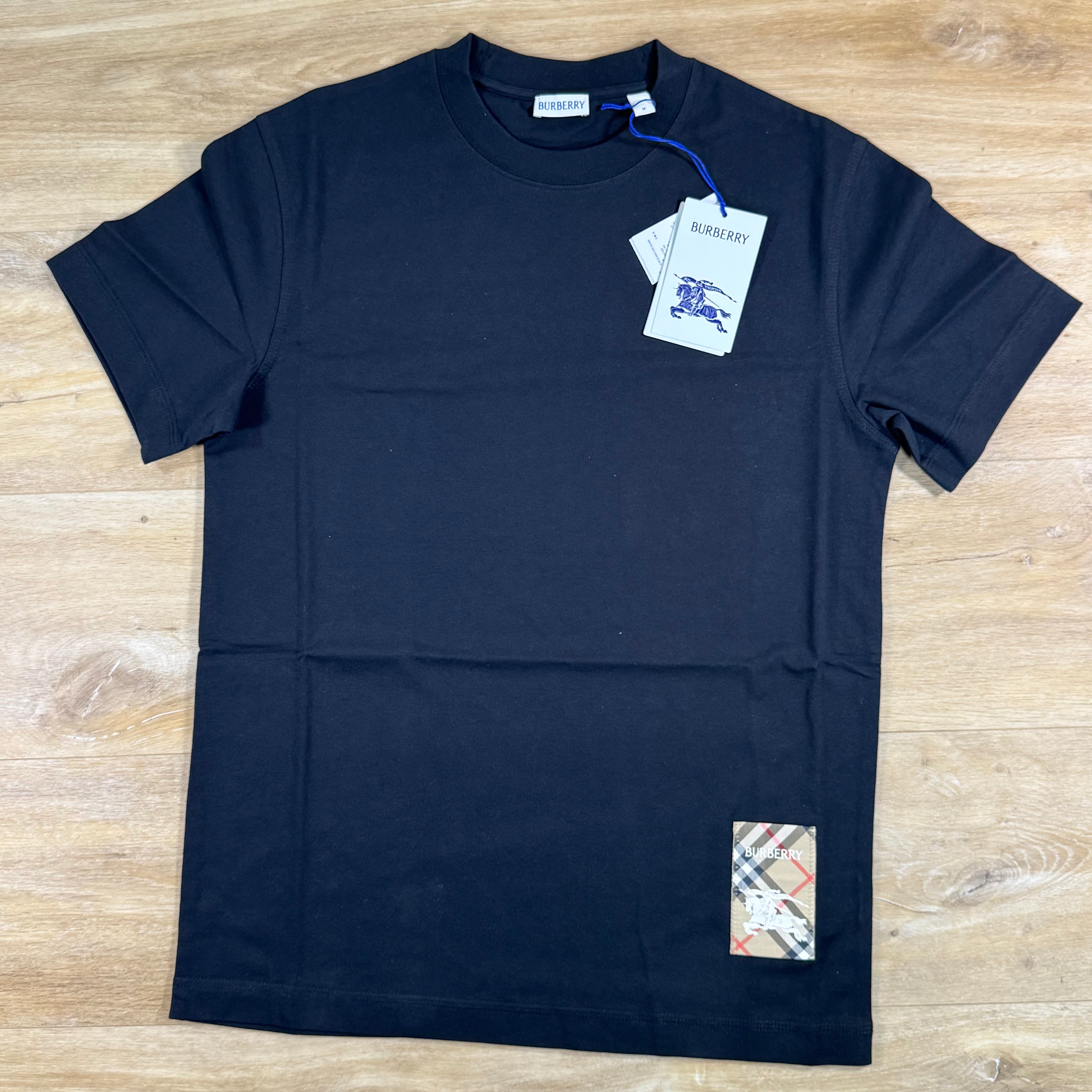 Burberry Check Label T-Shirt in Black