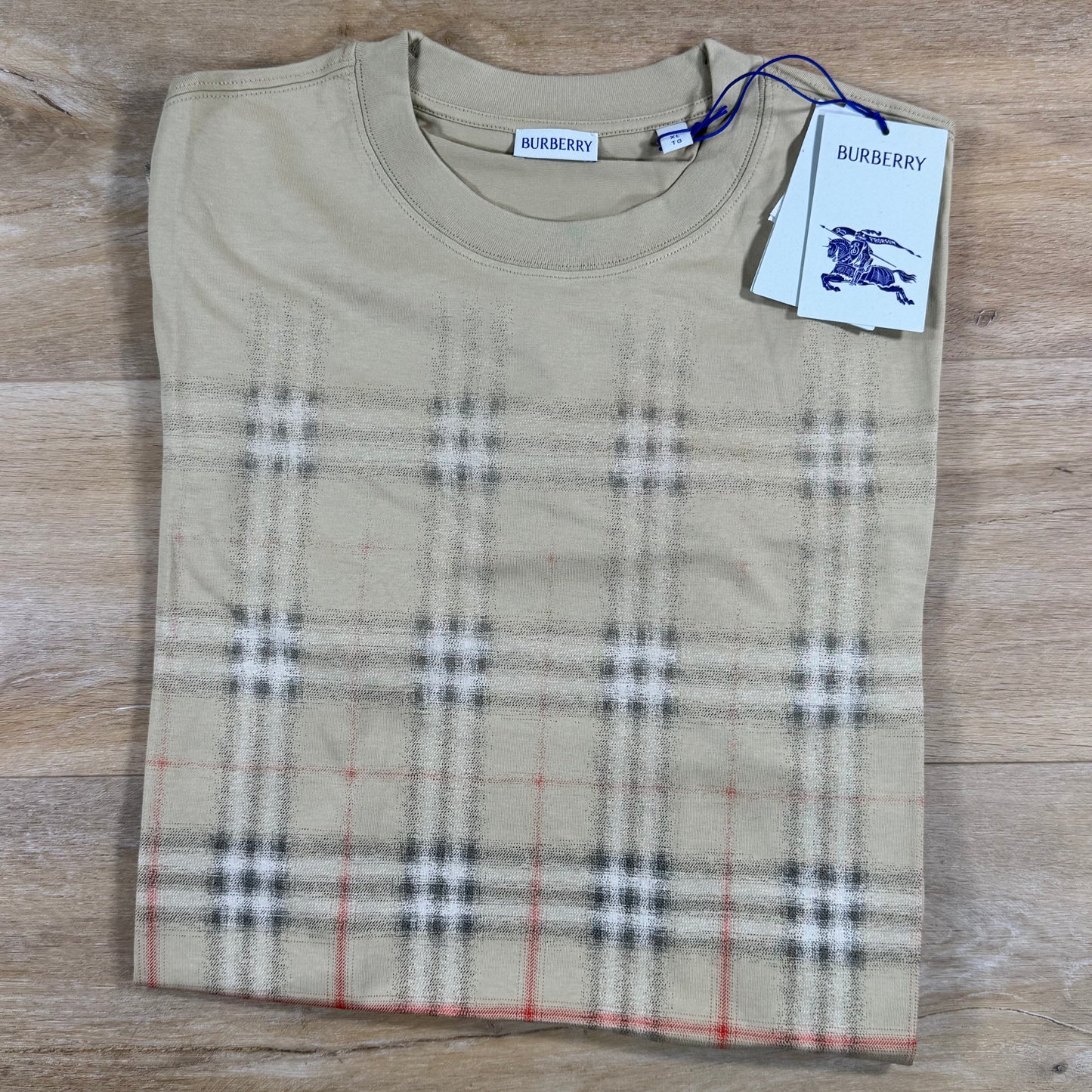 Burberry Gradient Check T-Shirt in Sand Beige