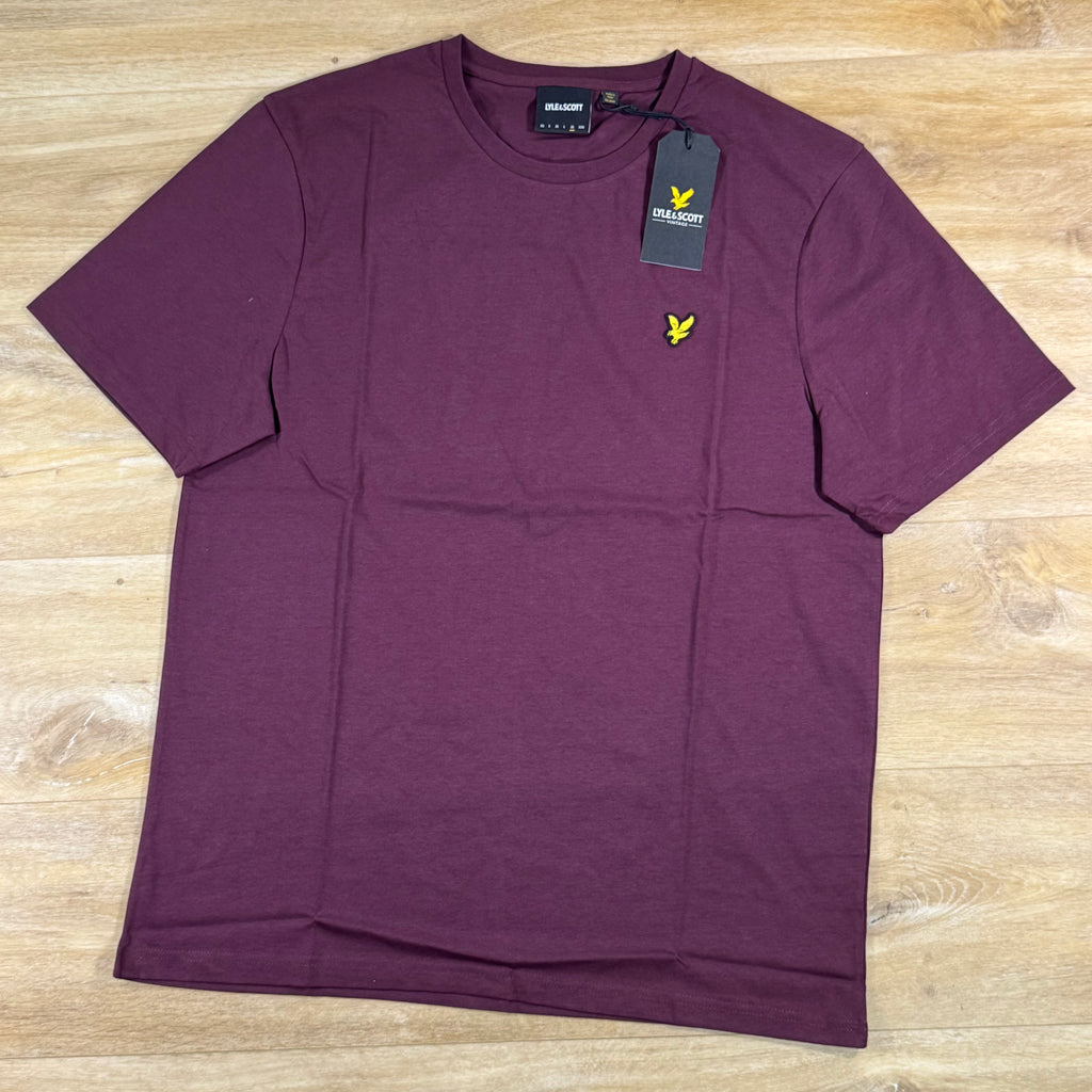 Lyle & Scott Cotton Crewneck T-Shirt in Burgundy