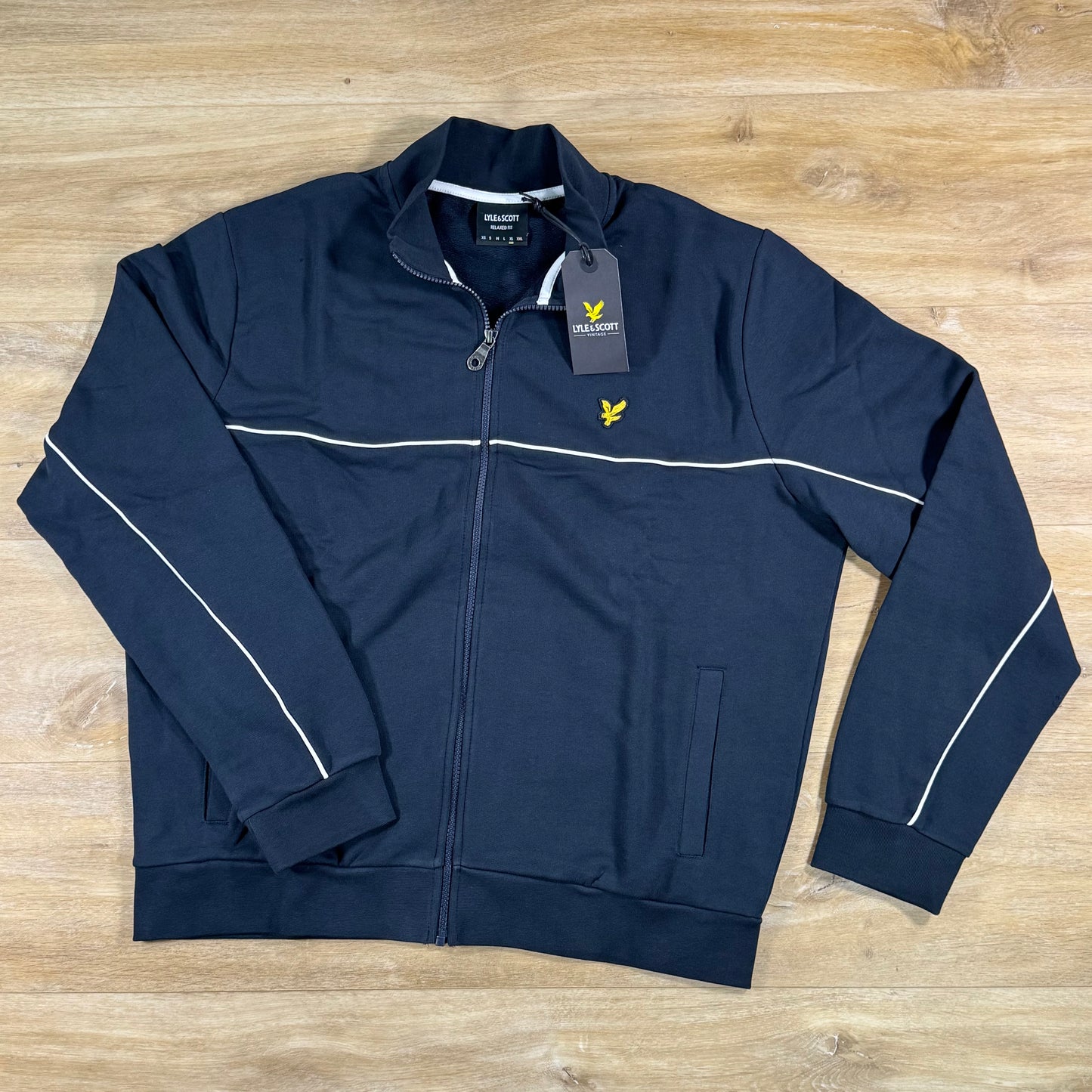 Lyle & Scott Piped Full-Zip Track Top in Dark Navy