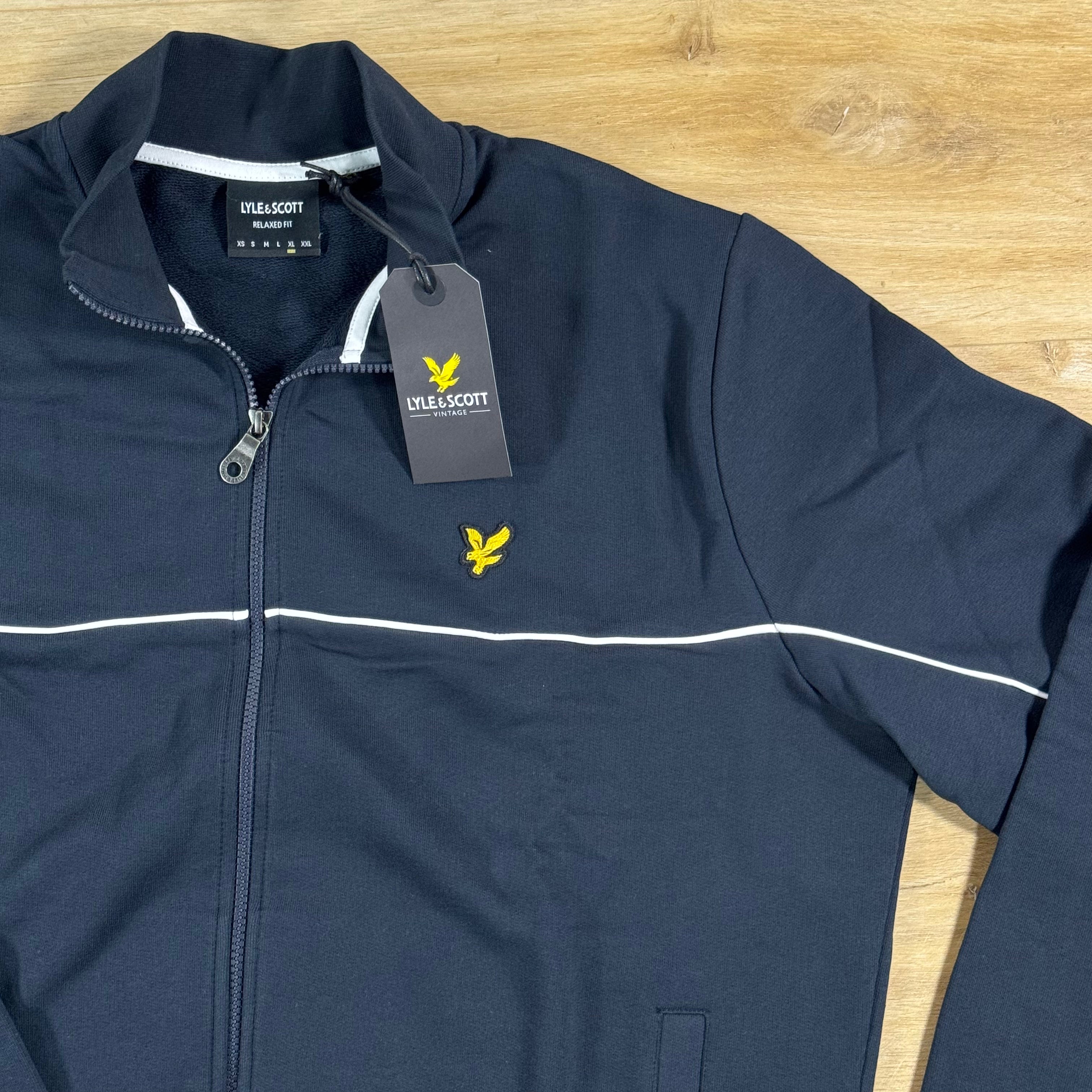 Lyle & Scott Piped Full-Zip Track Top in Dark Navy