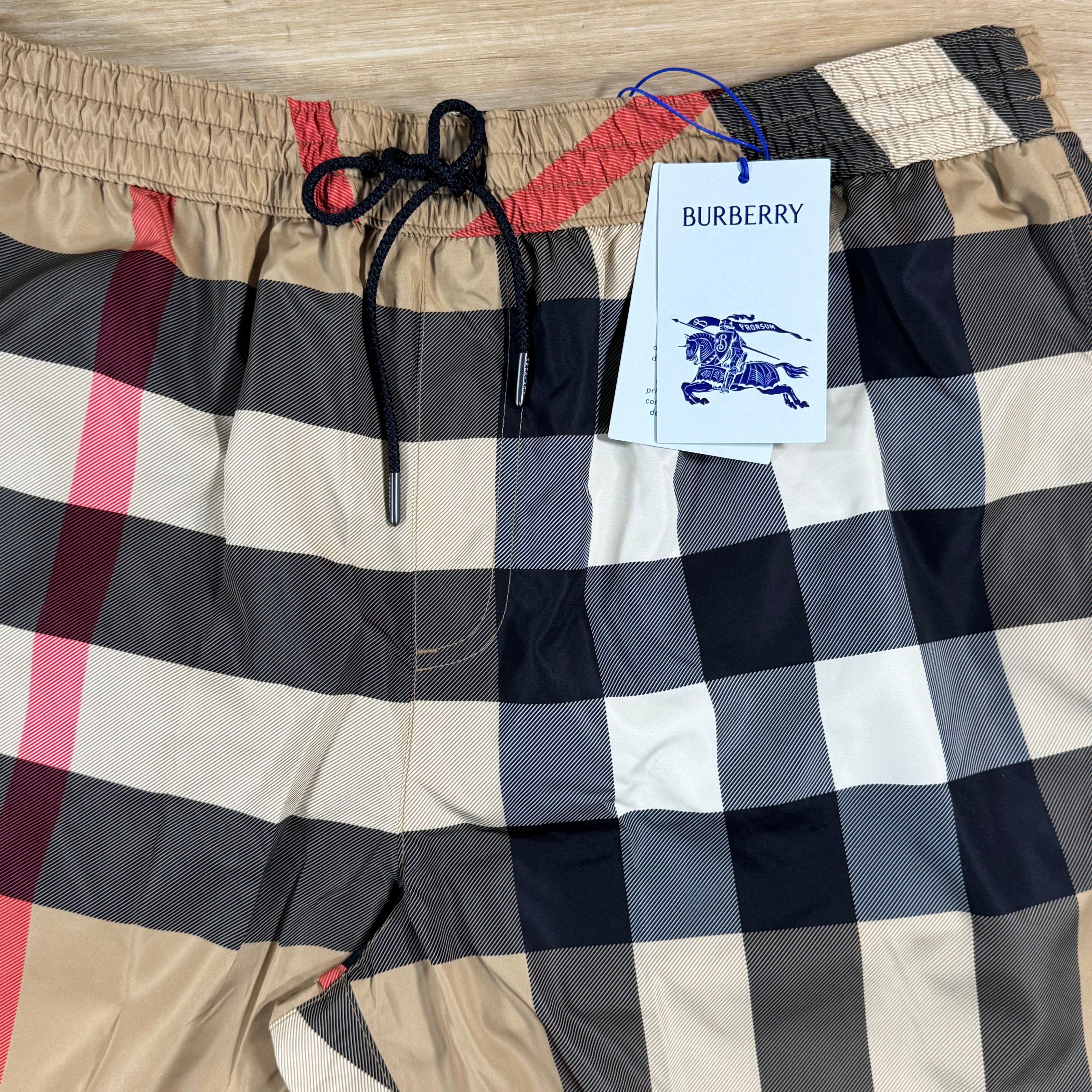 Burberry Check Swim Shorts in Archive Beige