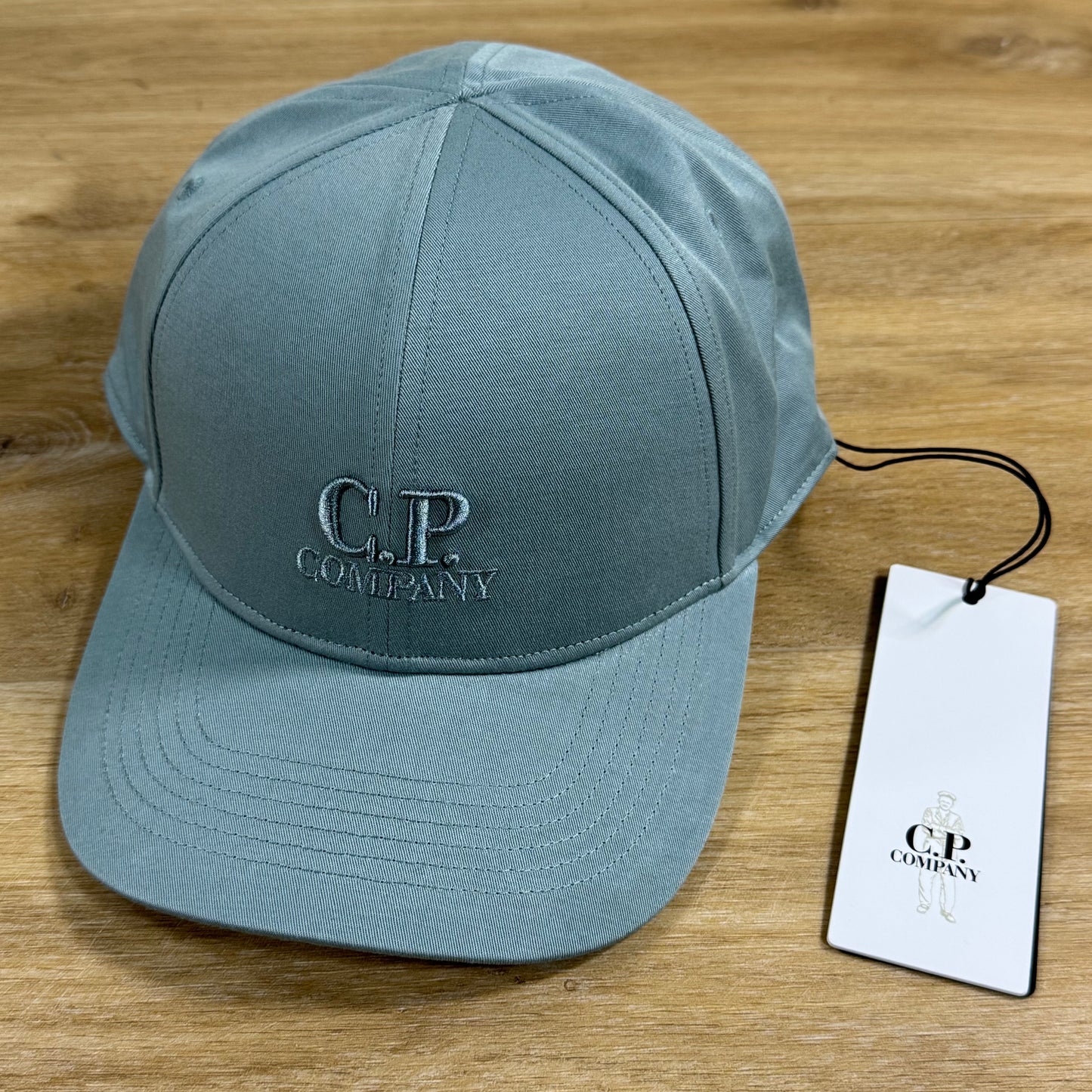 C.P. Company Gabardine Logo Cap in Silver Blue
