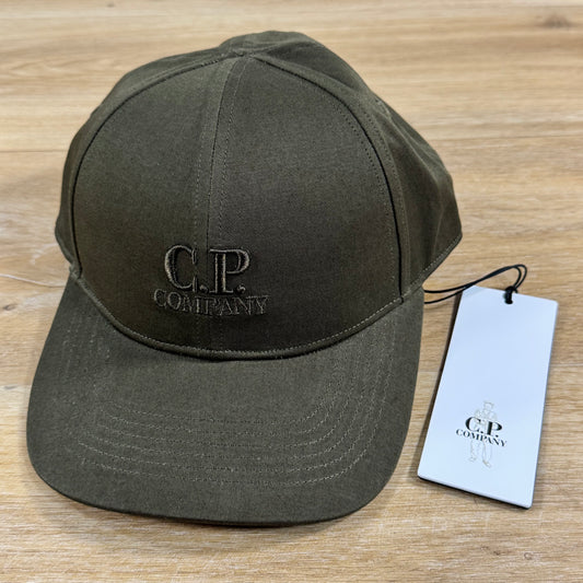 C.P. Company Gabardine Logo Cap in Ivy Green