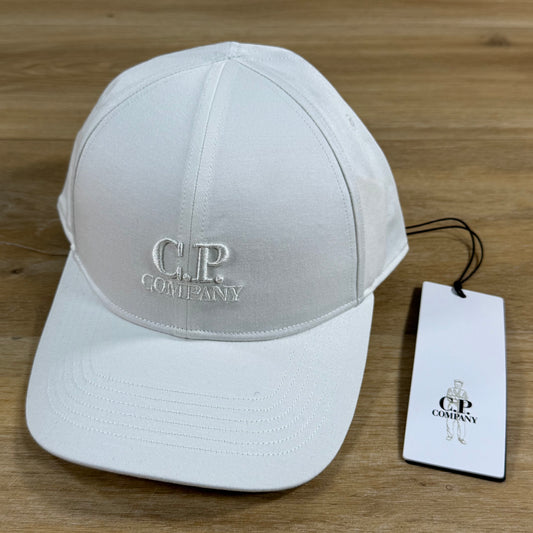 C.P. Company Gabardine Logo Cap in Gauze White