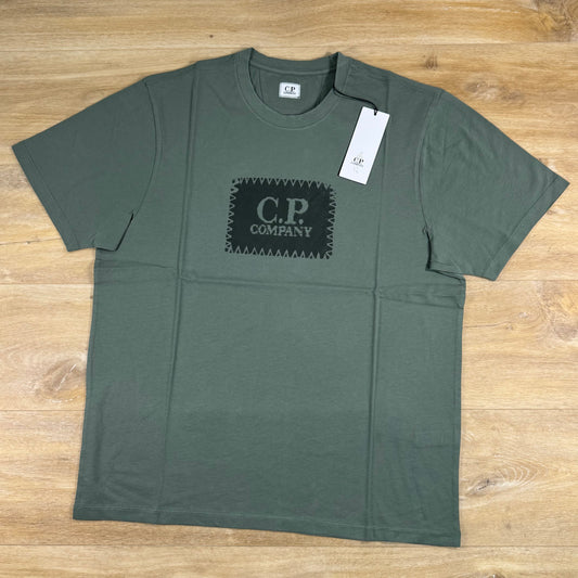 C.P. Company Stitch Block Logo T-Shirt in Lauren Wreath