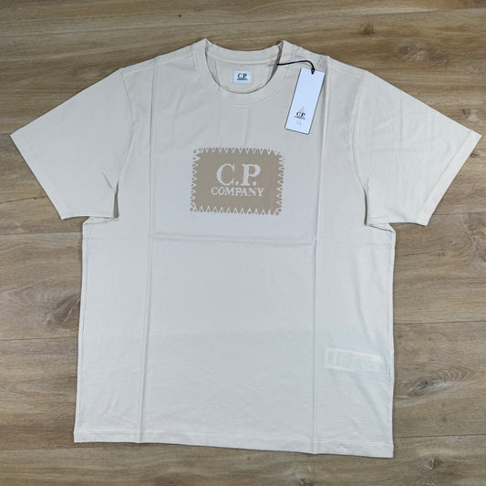 C.P. Company Stitch Block Logo T-Shirt in Frozen Due