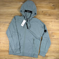 C.P. Company Diagonal Raised Zipped Lens Hoodie in Silver Blue