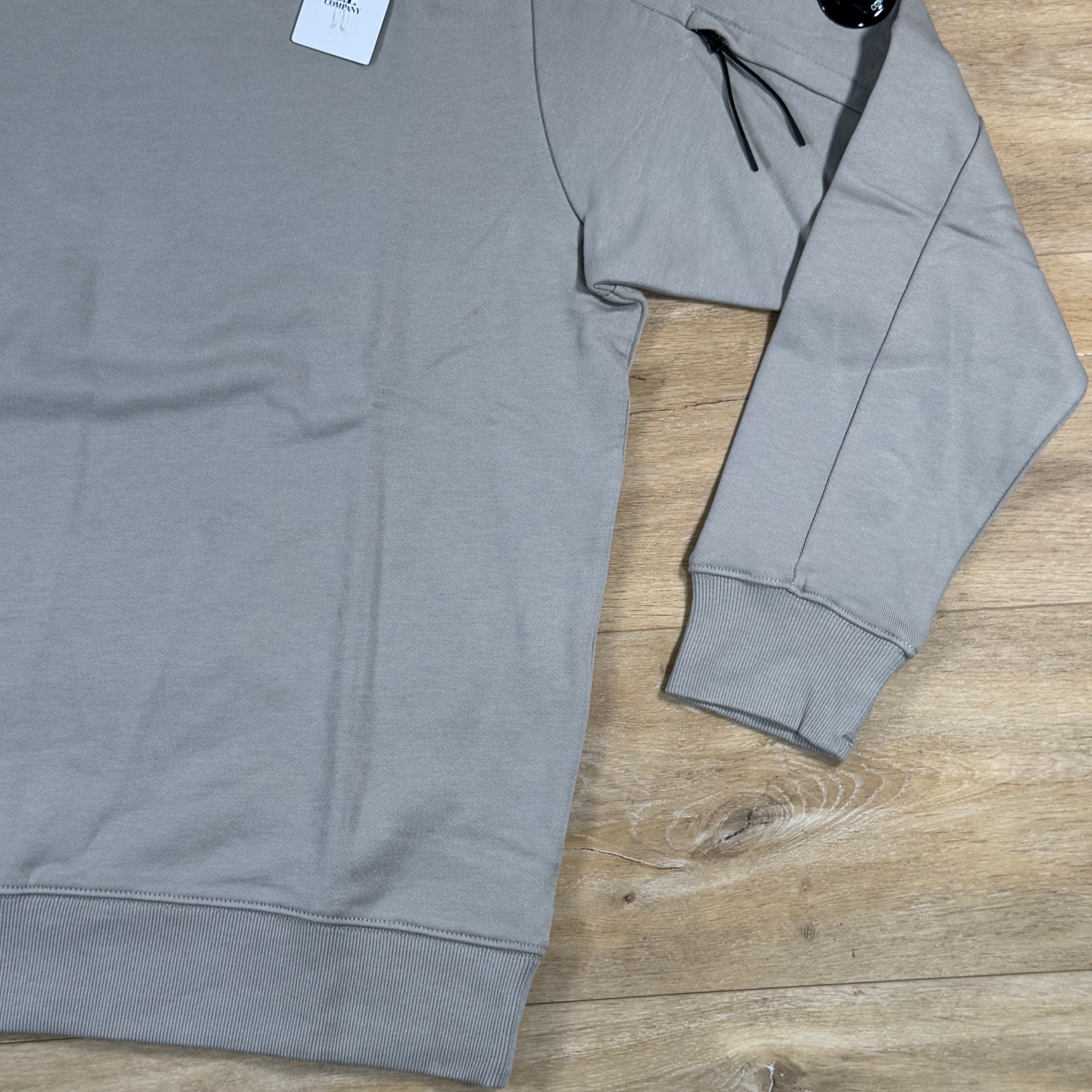 C.P. Company Diagonal Raised Fleece Crewneck Lens Sweatshirt in Dove