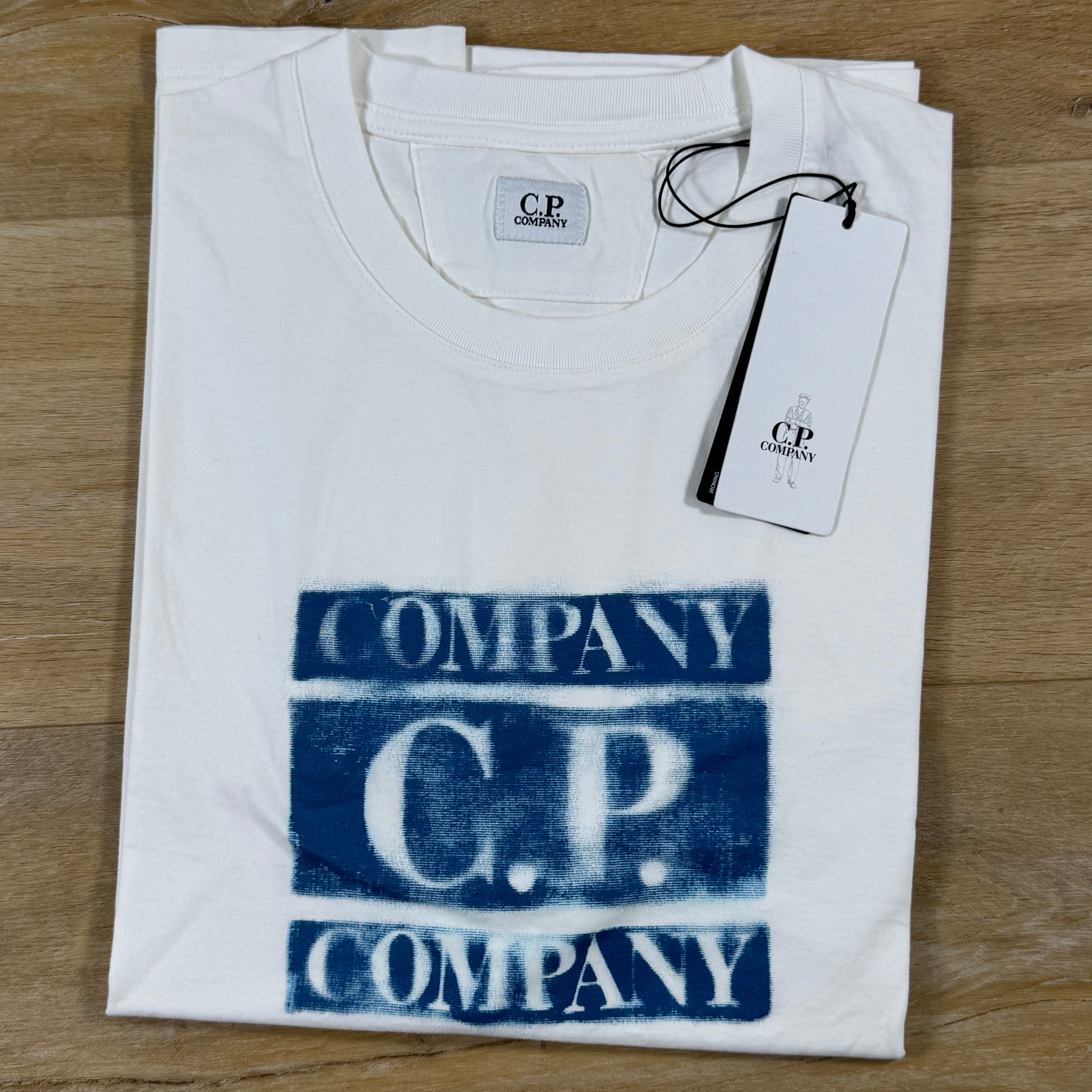 C.P. Company Faded Logo T-Shirt in Gauze White