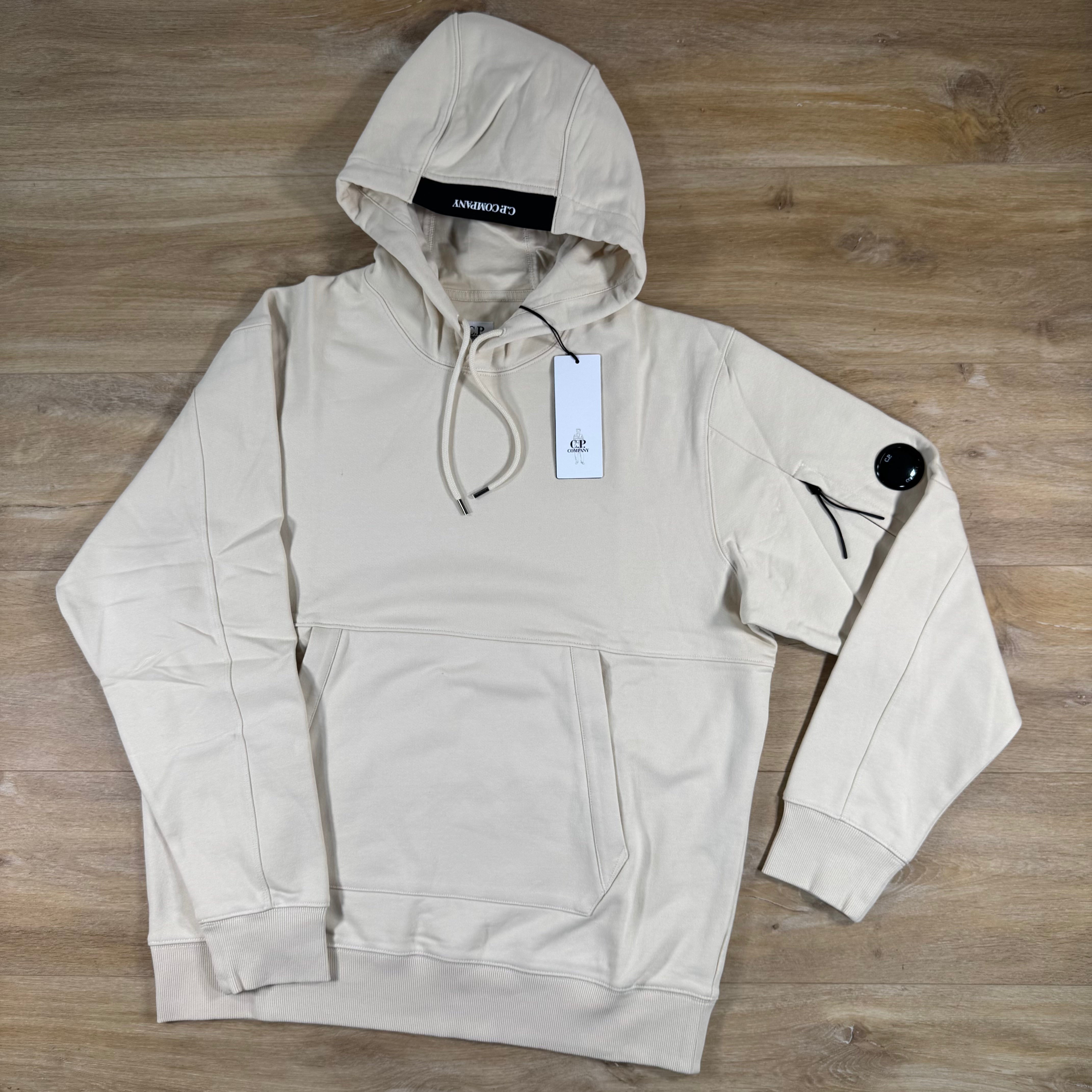 C.P. Company Diagonal Raised Fleece Lens Hoodie in Frozen Dew