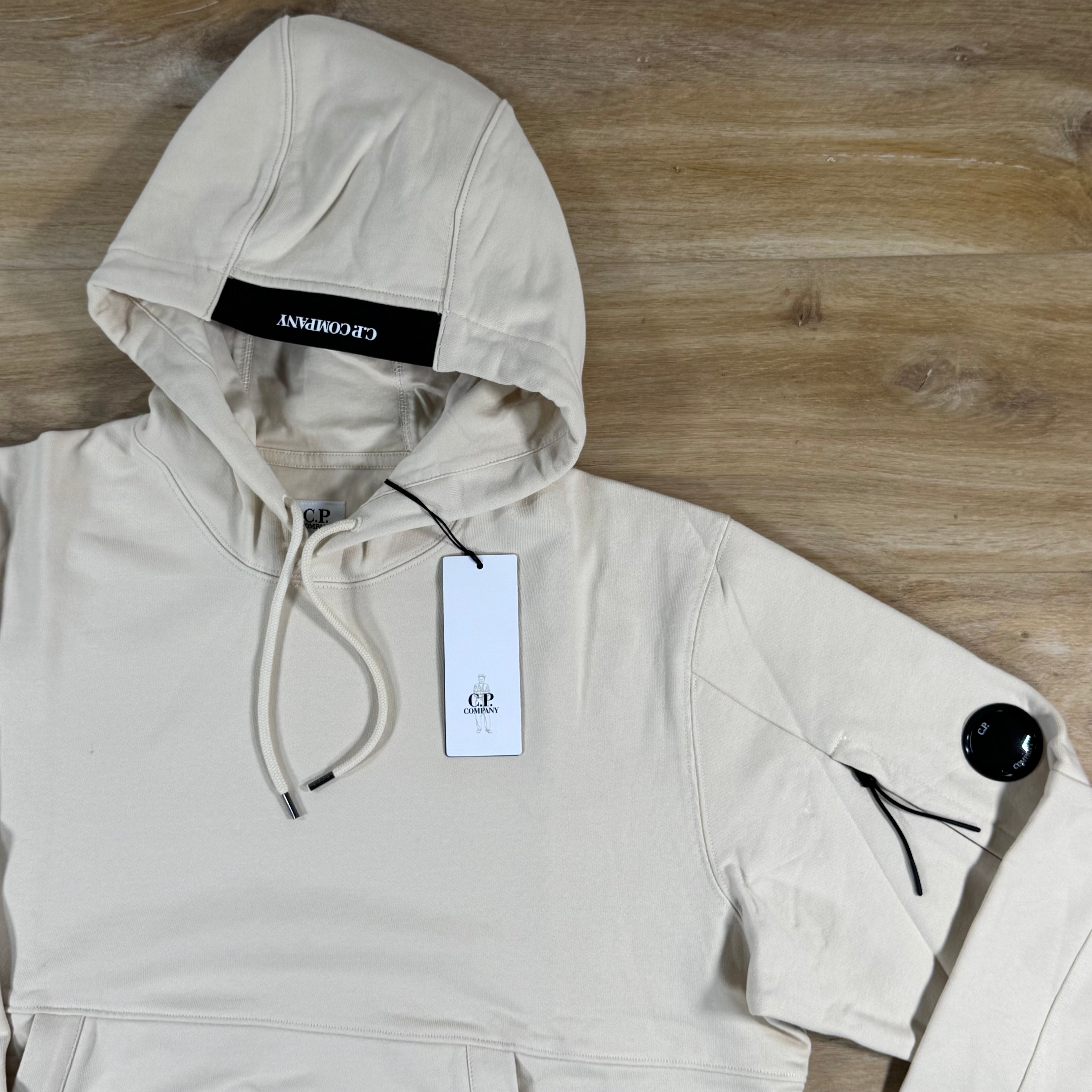 C.P. Company Diagonal Raised Fleece Lens Hoodie in Frozen Dew