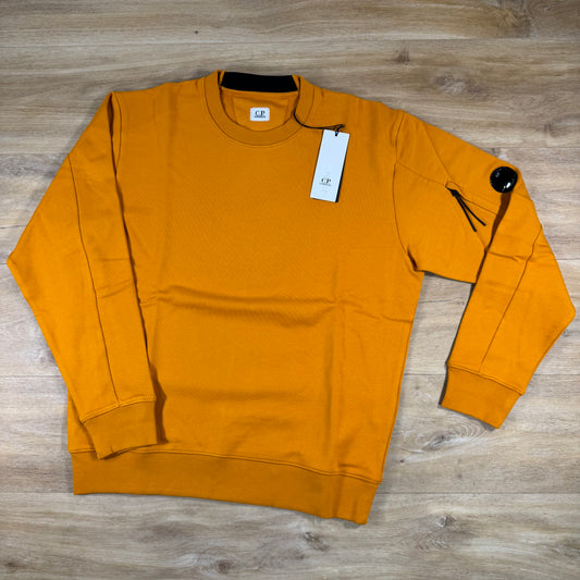 C.P. Company Diagonal Raised Fleece Crewneck Lens Sweatshirt in Desert Sun