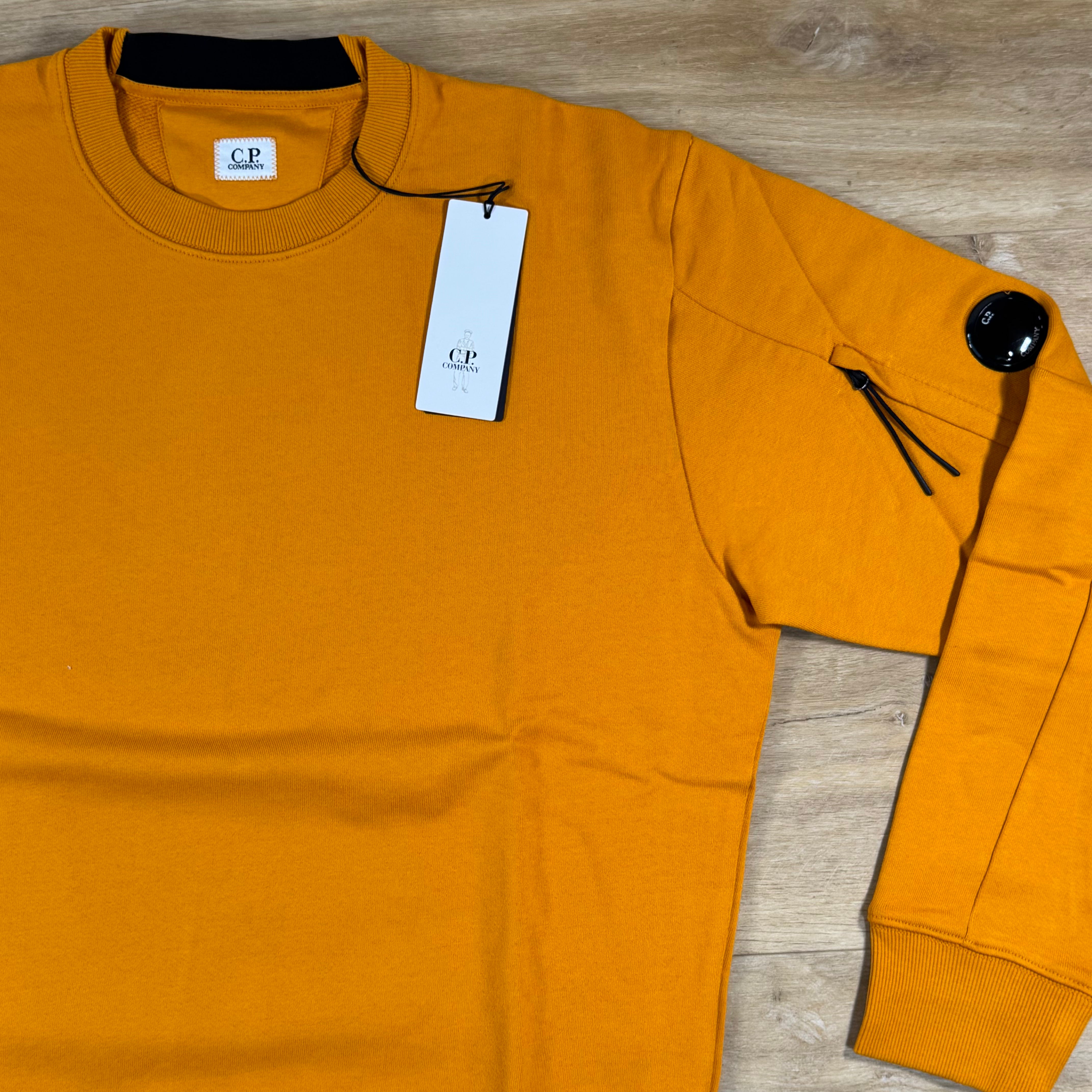 C.P. Company Diagonal Raised Fleece Crewneck Lens Sweatshirt in Desert Sun