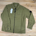 C.P. Company Organic Gabardine Lens Overshirt in Dried Herb - Green