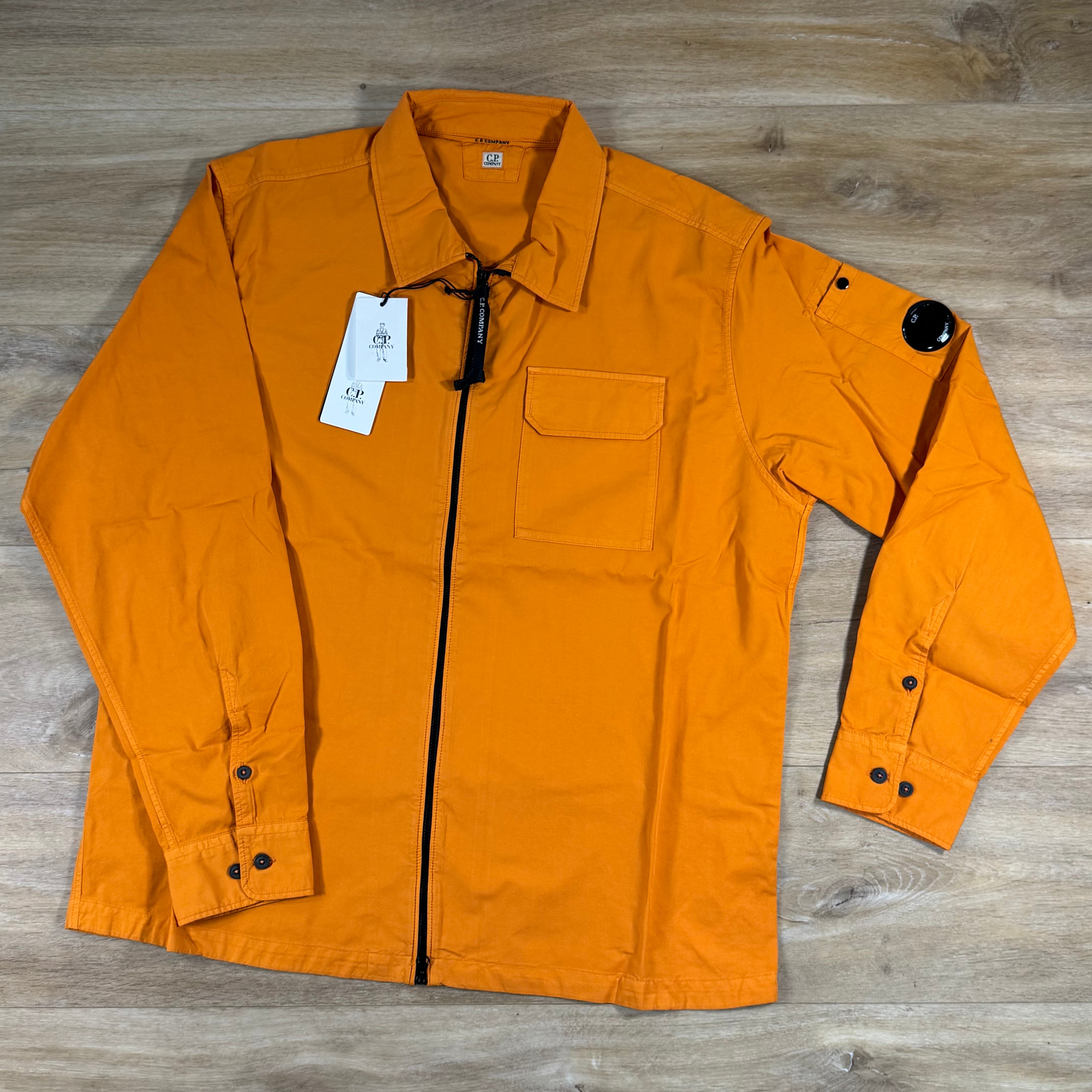 C.P. Company Organic Gabardine Lens Overshirt in Desert Sun