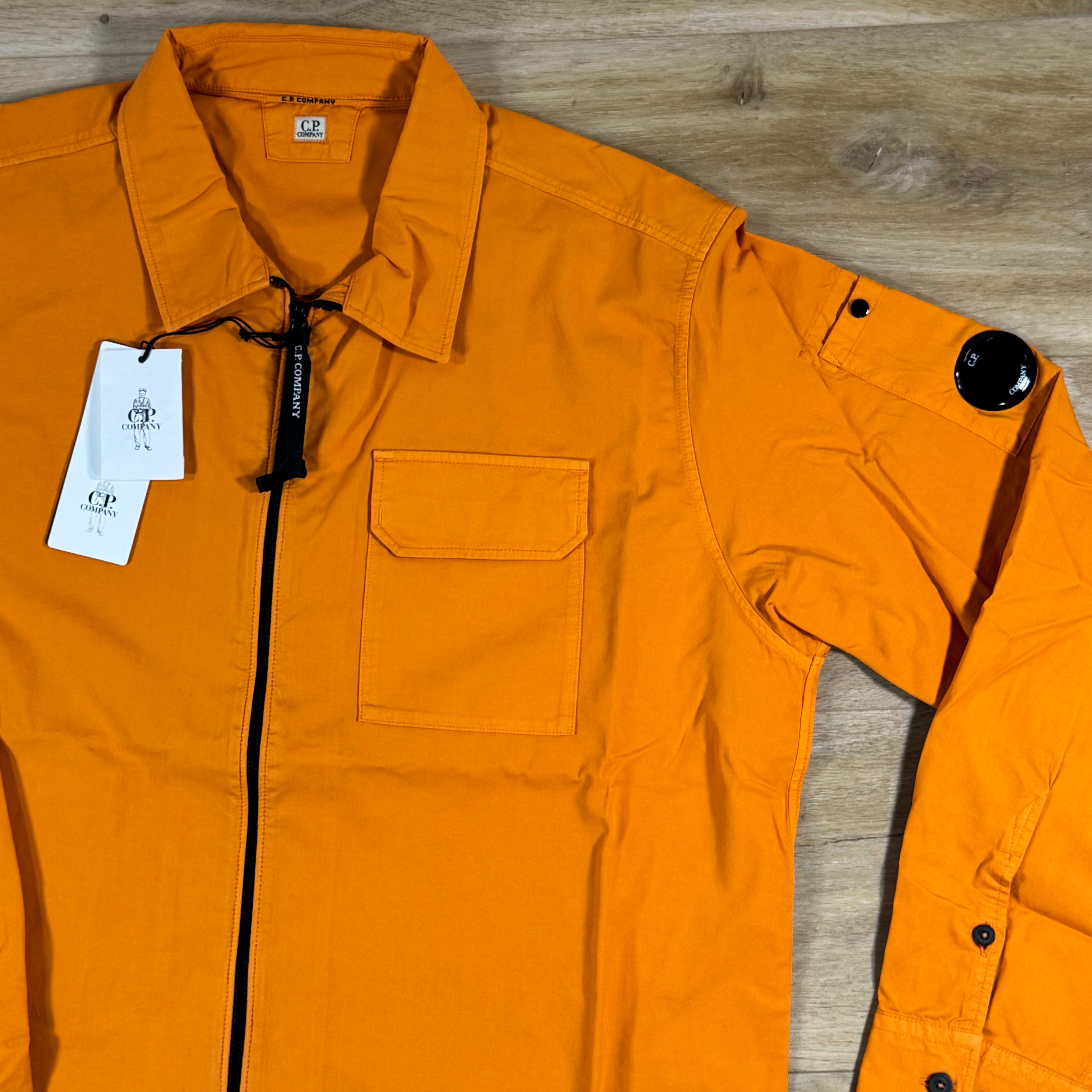 C.P. Company Organic Gabardine Lens Overshirt in Desert Sun