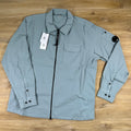 C.P. Company Organic Gabardine Lens Overshirt in Silver Blue