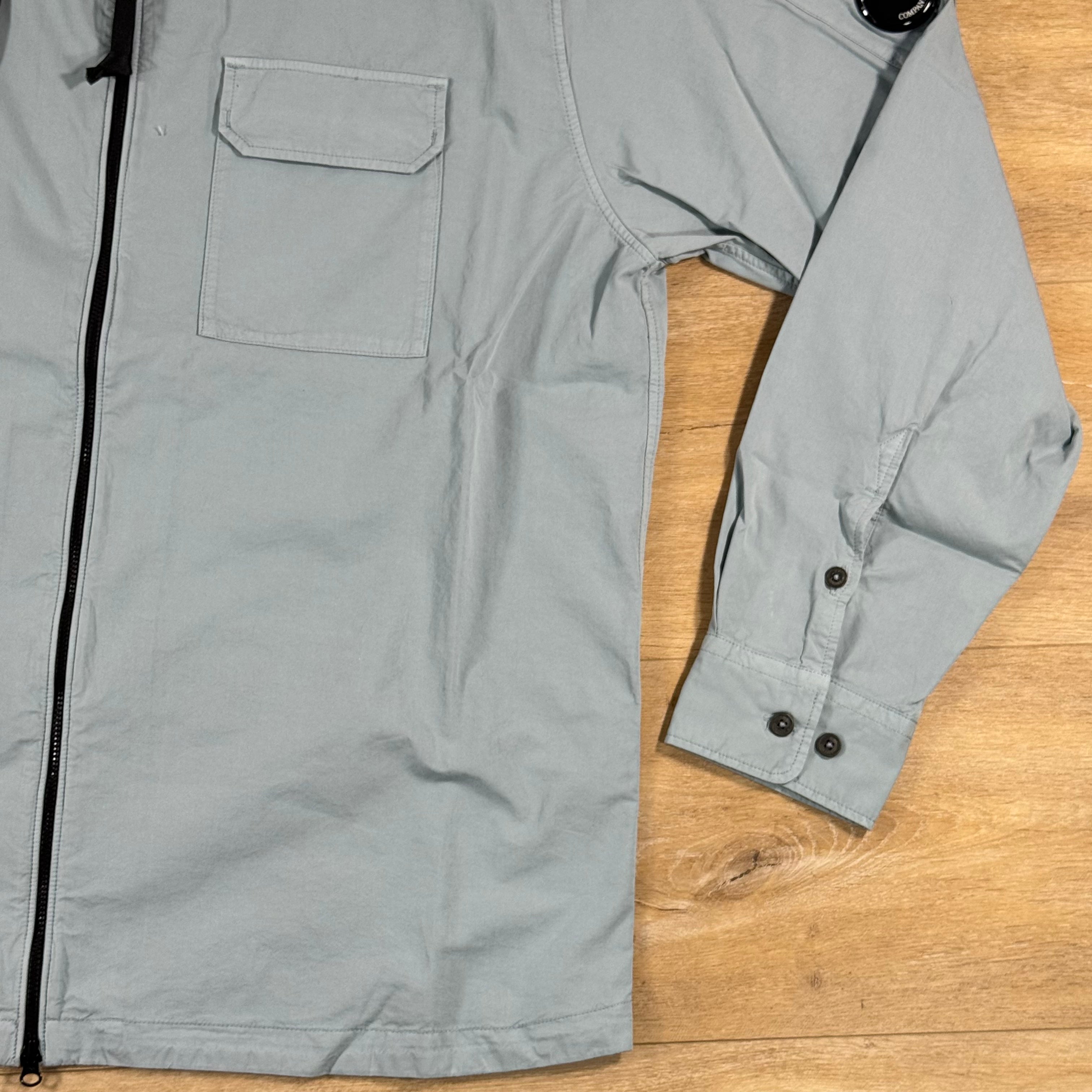 C.P. Company Organic Gabardine Lens Overshirt in Silver Blue