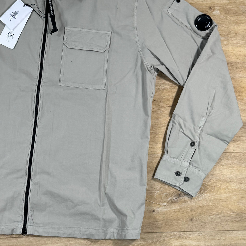C.P. Company Organic Gabardine Lens Overshirt in Dove