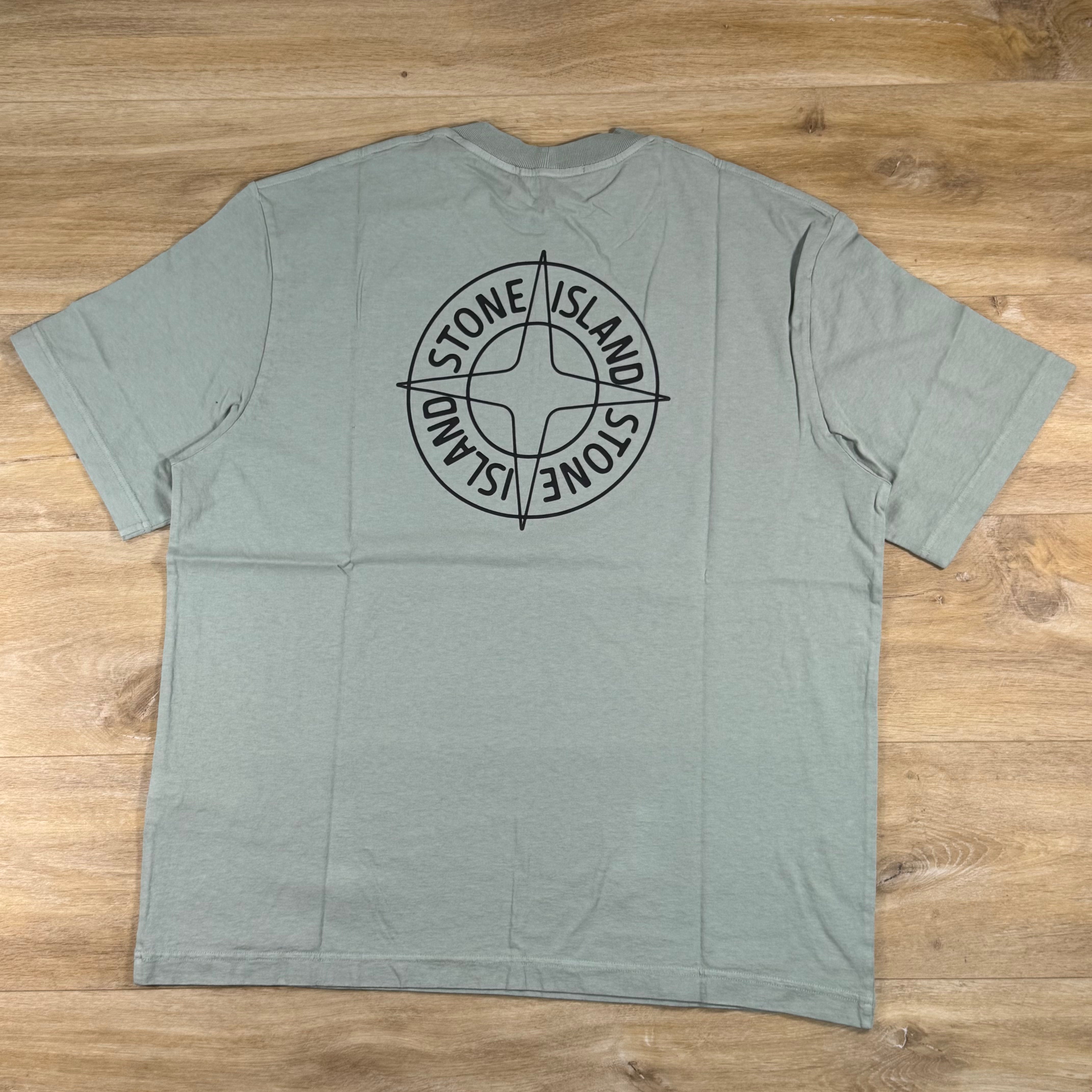 Stone Island Outline Compass Print T-Shirt in Sage Green