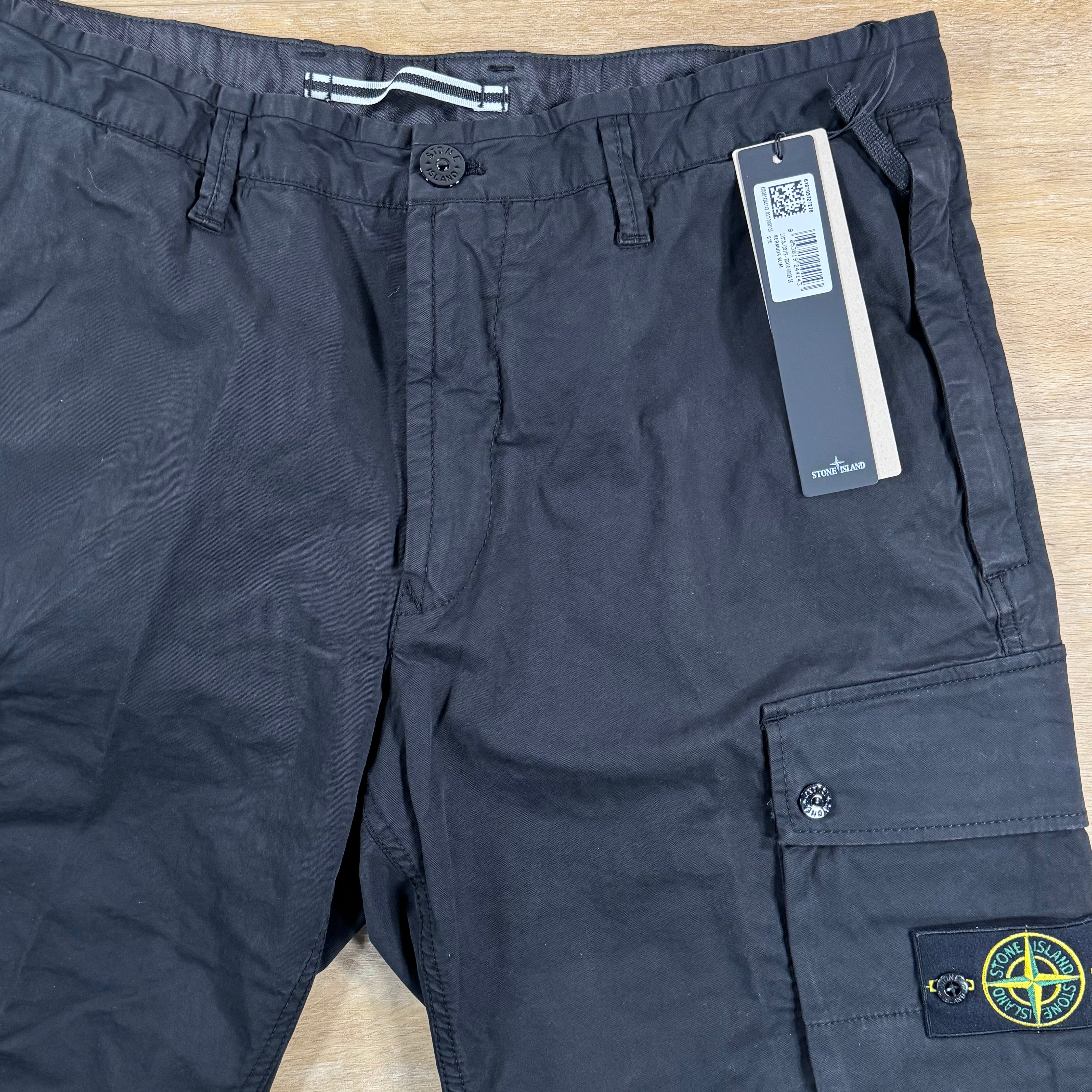 Stone Island Stretch Twill Cargo Bermuda Shorts in Black