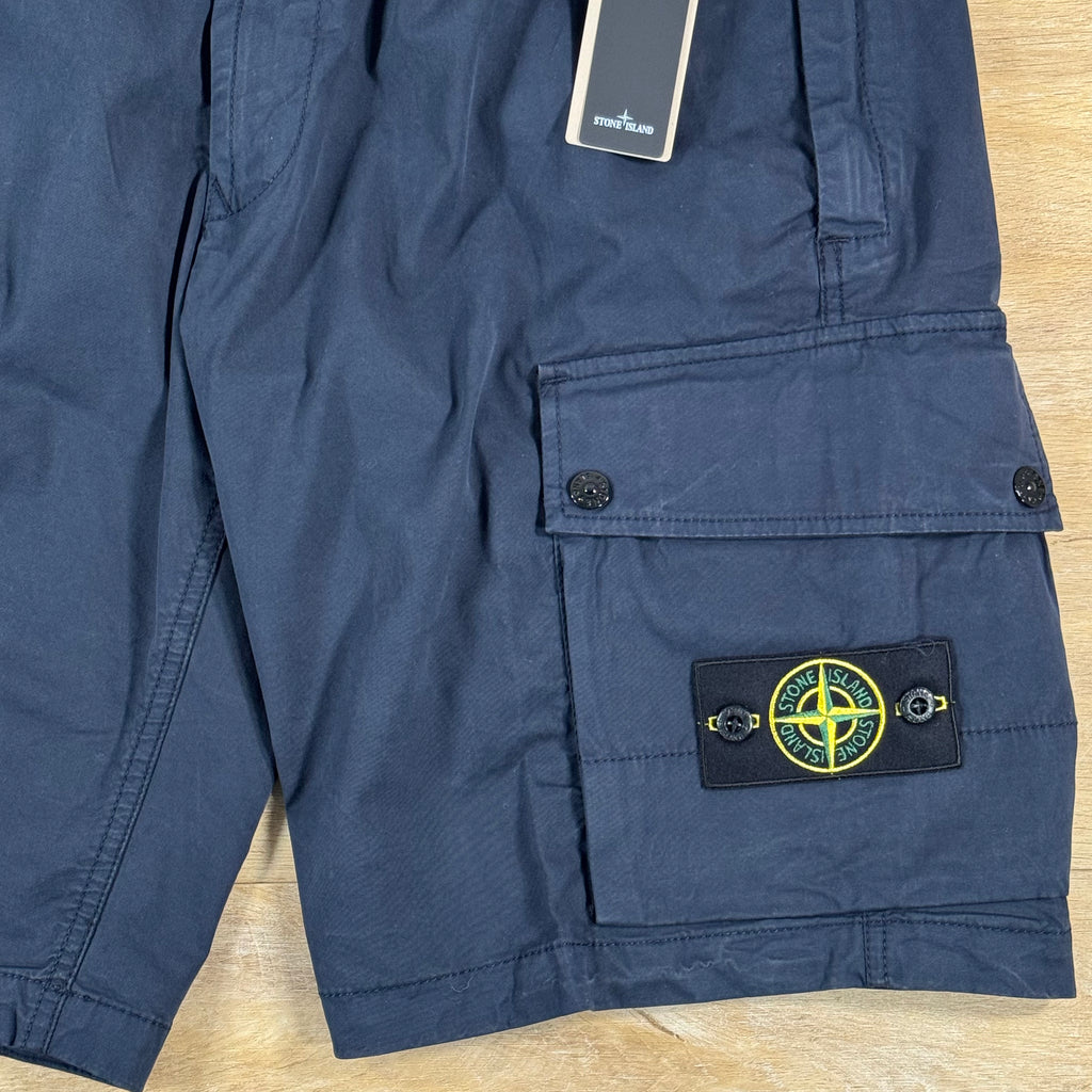 Stone Island Stretch Twill Cargo Bermuda Shorts in Navy