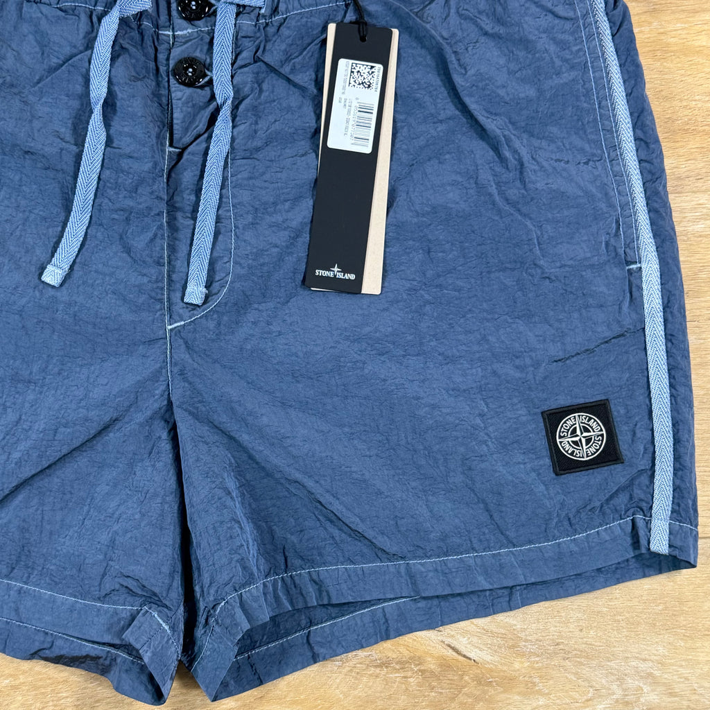 Stone Island Nylon Metal Button Swim Shorts in Avio Blue