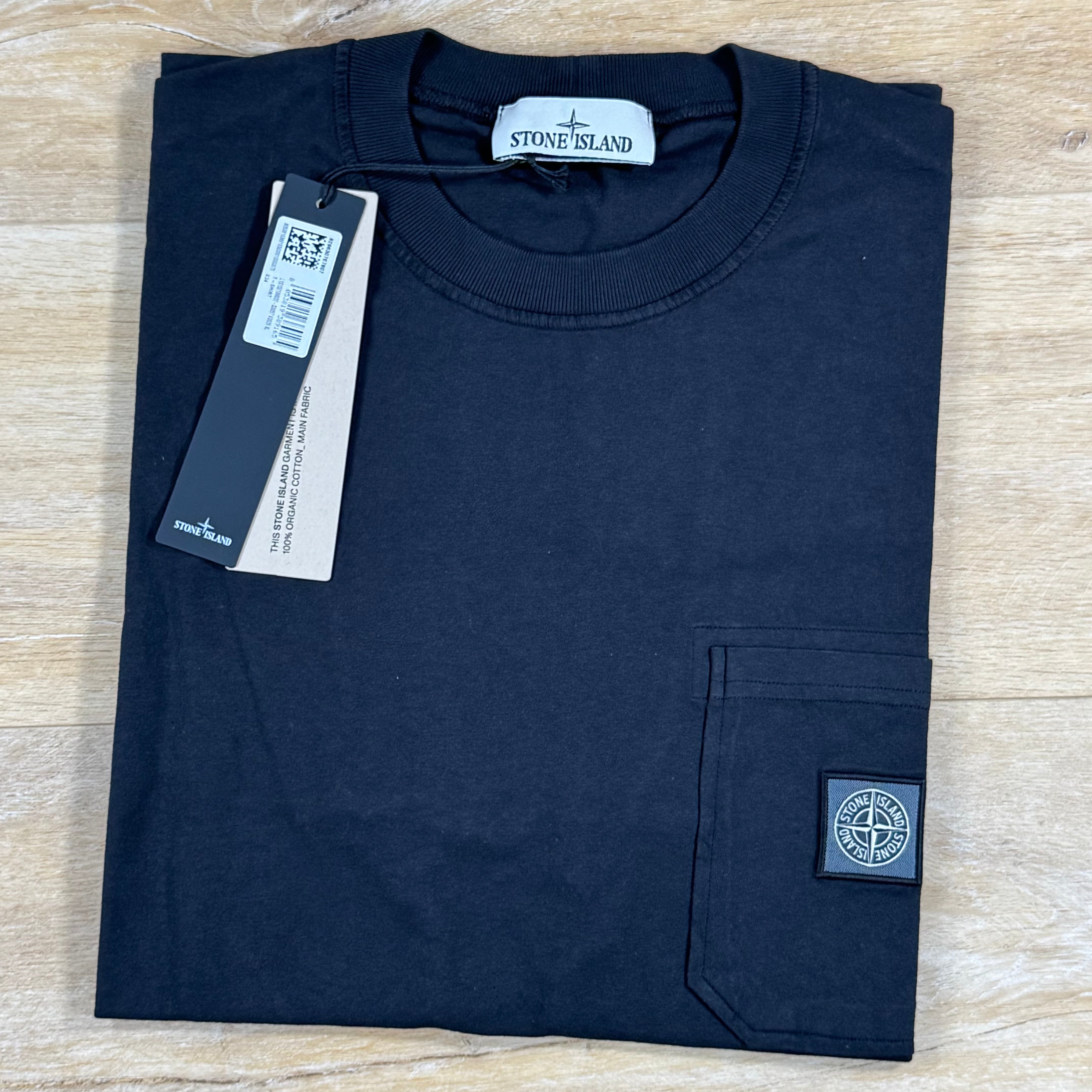 Stone Island Fissato Effect Pocket Logo T-Shirt in Black